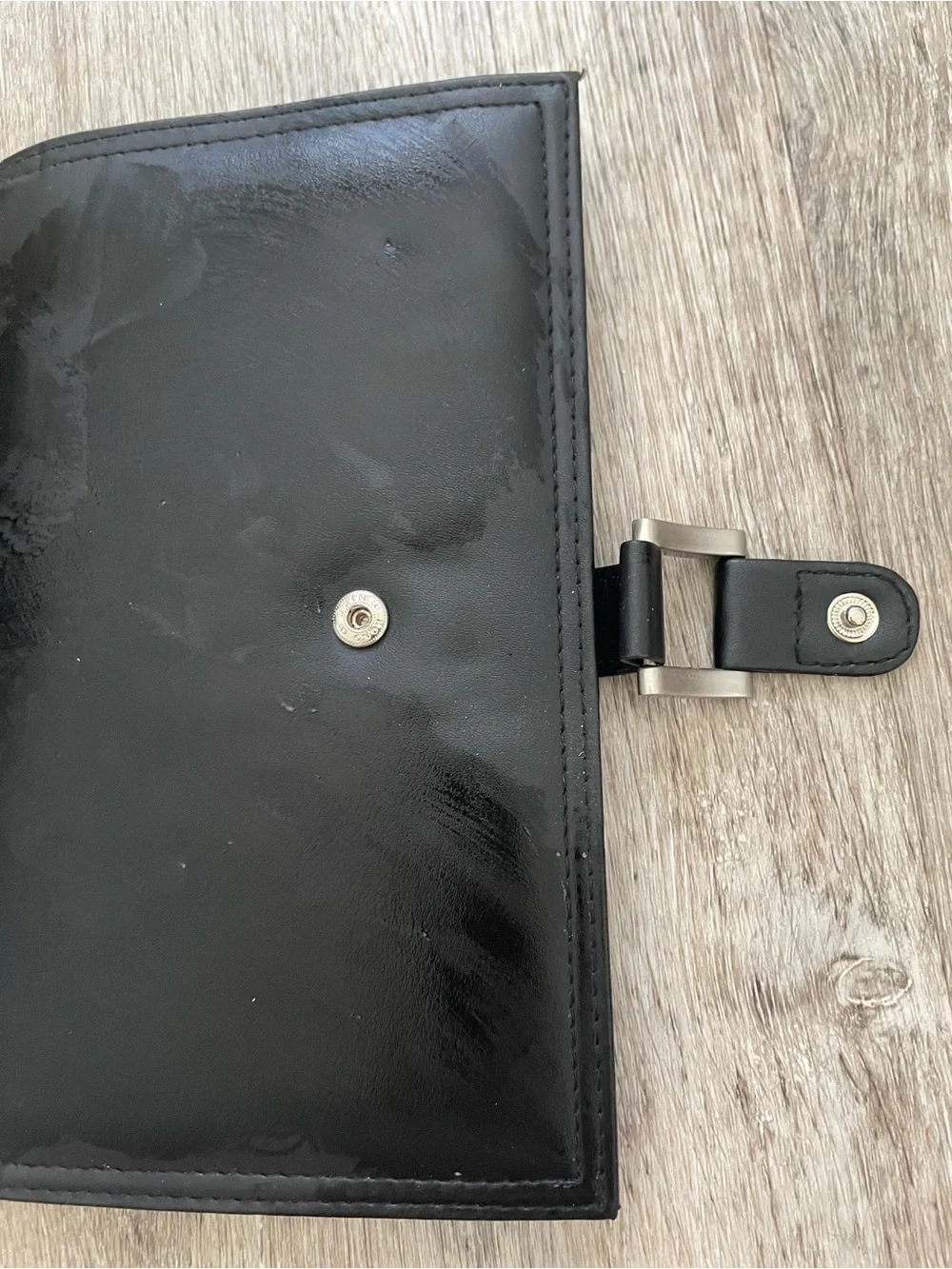 Black Leather-Look Journal with Silver Buckle Closure